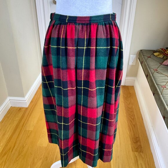 Blassport Skirt Wool Plaid Vintage Red Green Multi Pockets (12) - Picture 4 of 10